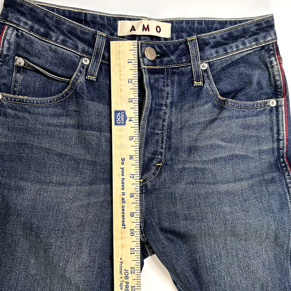 AMO Cropped High Rise Babe Jeans with Red Piping Women's 28 Statement Denim - Picture 7 of 9